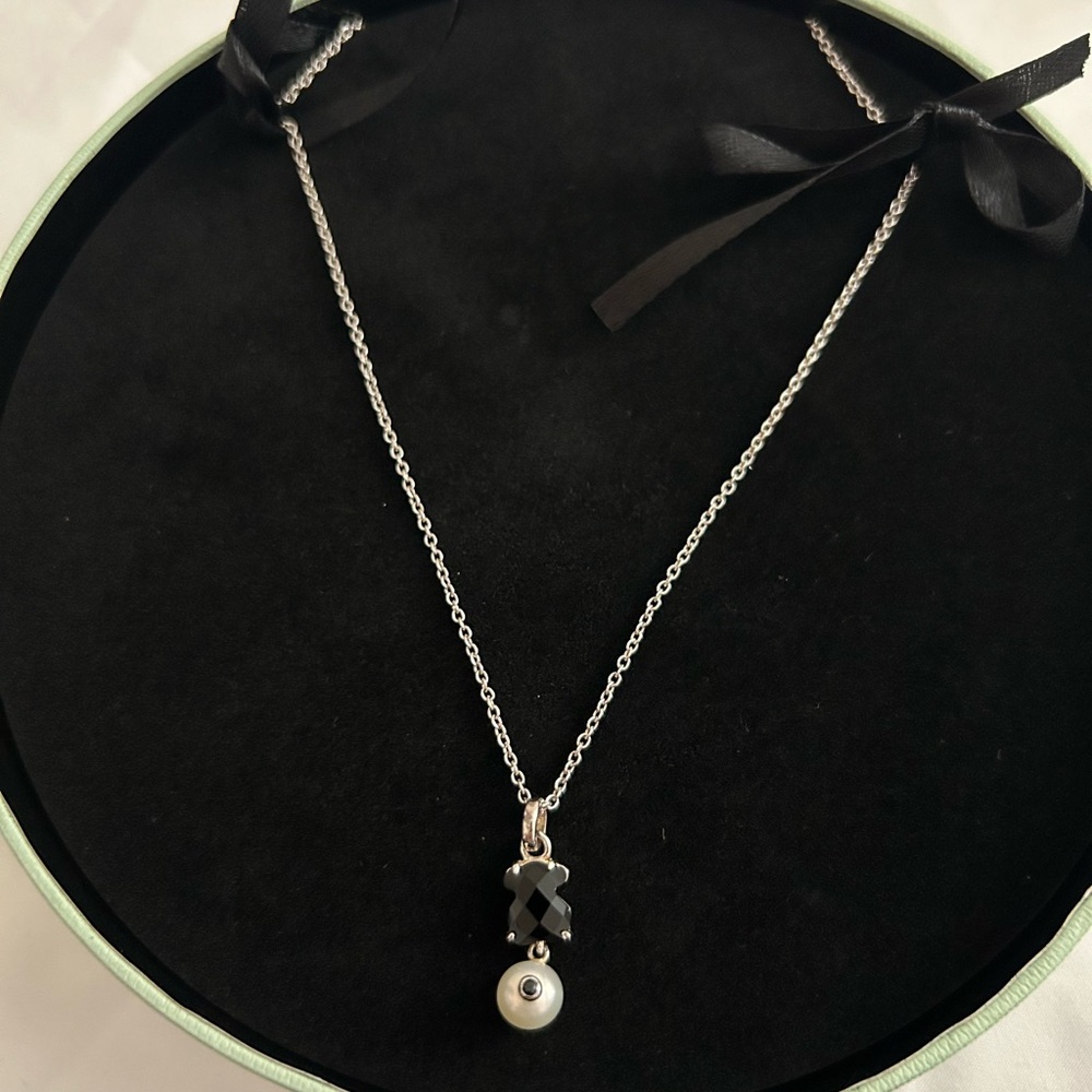 TOUS Black Onyx and Pearl Sterling Silver Necklace - Picture 6 of 7